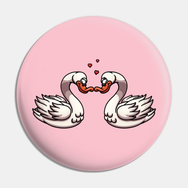 Cute Geese Couple Forming Heart Shape Pin by TheMaskedTooner