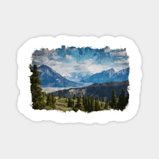 Beautiful mountain watercolor Magnet