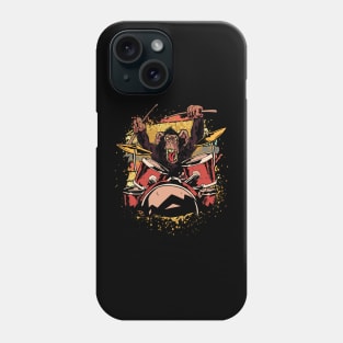 Vintage Chimpanzee Drummer with Drum Set Graphic Phone Case