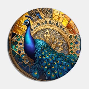 Stained Glass Peacock Pin