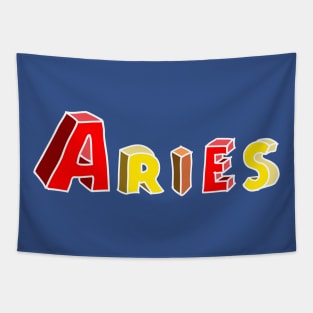 Aries Colorful Block Text Tapestry