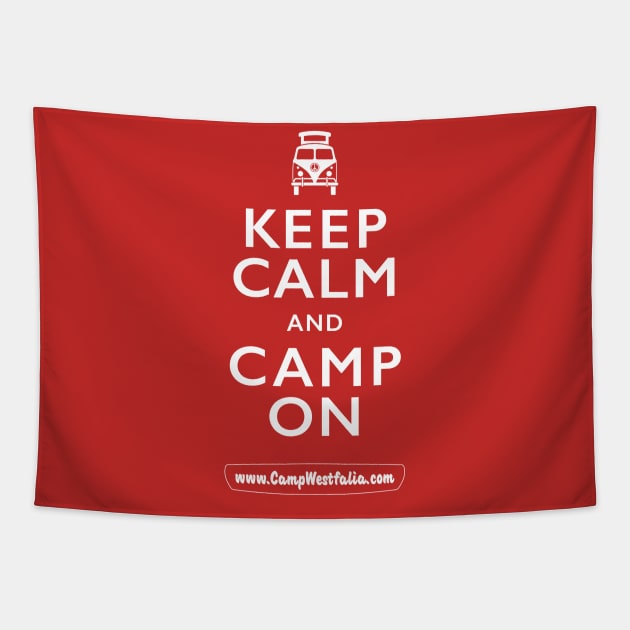 Keep Calm and Camp On, dark Tapestry by CampWestfalia