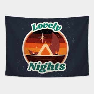 Lovely Nights / Campfire / Retro Design / Camping Lovers / Vintage Design Tapestry