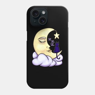 Sleeping Moon and Cat Phone Case