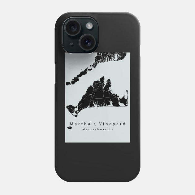 Marthas Vineyard Massachusetts City Map dark Phone Case by Robin-Niemczyk