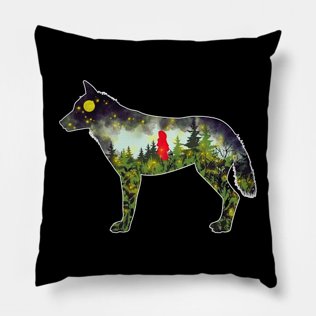 Big Bad Wolf Pillow by Anastasiya Malakhova