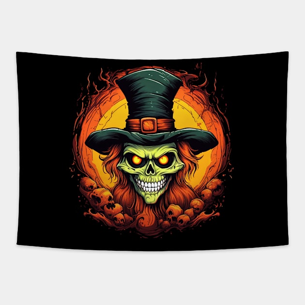 Eerie Halloween Ghoul Art - Spooky Season Delight Tapestry by Captain Peter Designs