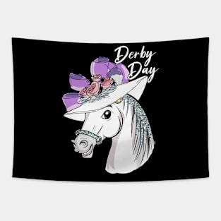 Cute Horse Derby Day 2024 Horse Racing Fascinator Hat Tapestry