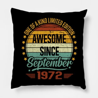 50 Years Old Gifts Awesome Since September 1972 50th Birthday Pillow