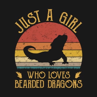 Just A Girl Who Loves Bearded Dragons Retro T-Shirt