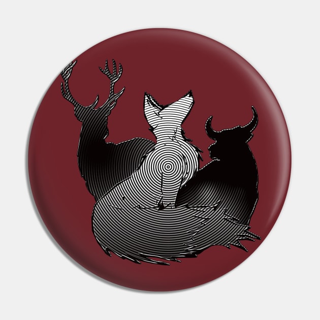 Mesmerizing Stag, Vixen, and Bull design Pin by Vixen Games