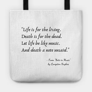 A Quote from "Note in Music" by Langston Hughes Tote