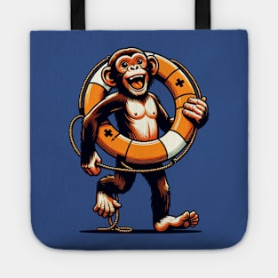 Happy monkey with rescue wheel Tote