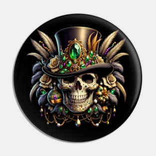 Skull with silk hat mardi gras Pin