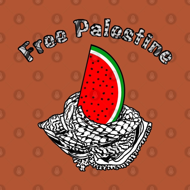 Free Palestine Watermelon Keffiyeh - Keffiyeh Text - Front by SubversiveWare