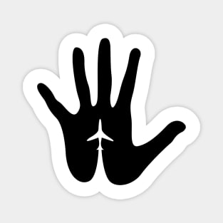 Hand with Airplane Minimalist Design Magnet