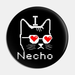 Necho Cat Love Pixel Art Pin