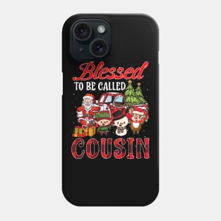 Blessed To Be Called Cousin Christmas Buffalo Plaid Truck Phone Case