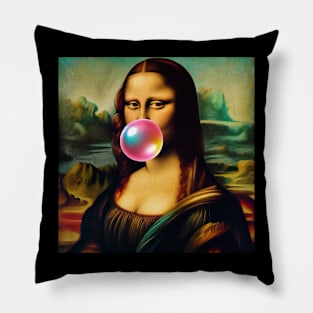 Mona Lisa Bubble Gum Day Celebration Pillow