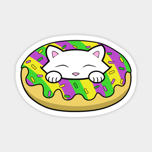 Mardi Gras Cat Donut Magnet