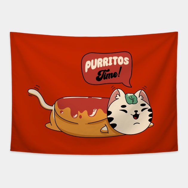 Burritos and cat Tapestry by My Happy-Design