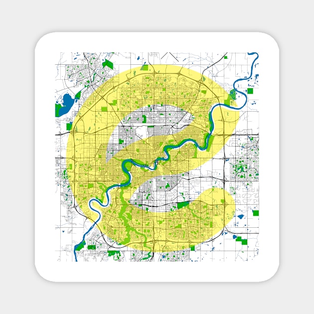 Edmonton Street, River and Park Map Magnet by Edmonton River