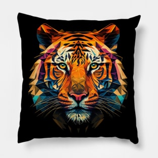 Polygon Tiger | Colorful Animal Art Pillow