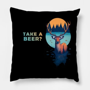 Classic Deer in the Lake Vintage Retro Beer Pillow