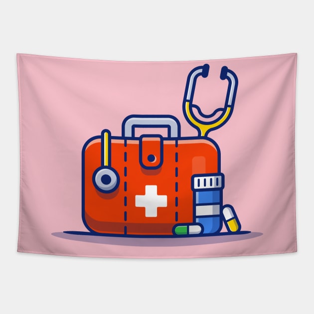 Medical Health Bag, Stethoscope, Jar, And Pills Tapestry by Catalyst Labs
