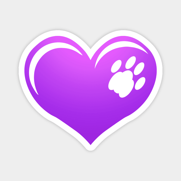 Paw on Heart, Purple Magnet by RawSunArt