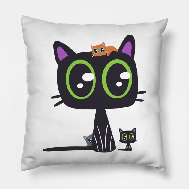 Cute Cats in Kawaii Style Pillow by JBeasleyDesigns