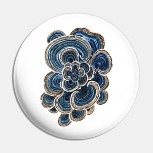 Blue Trametes Mushroom Pin