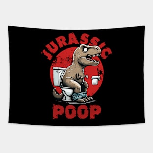 Jurassic Poop Funny T-Rex in Toilet Dinosaur Tapestry