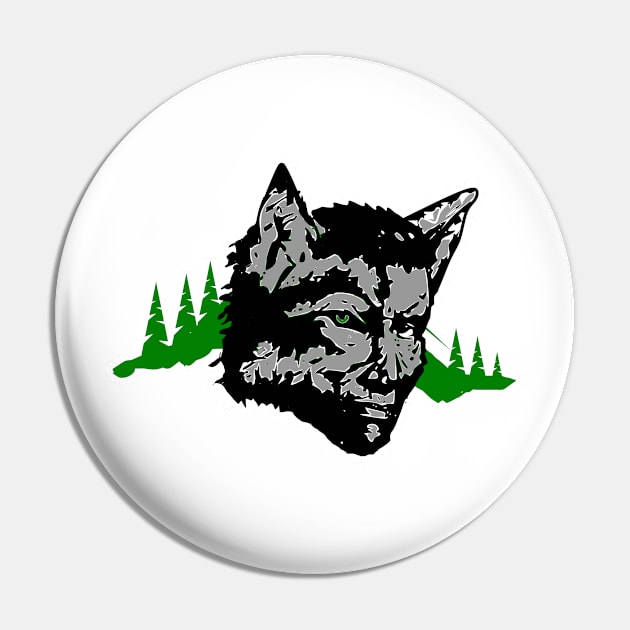 Wolf Man Forest, Camping and Hiking Pin by Redmanrooster