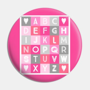 Pink grey Alphabet art decor pattern Pin