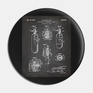 Scuba Tank Patent - Scuba Diver Deep Sea Diving Art - Black Chalkboard Pin