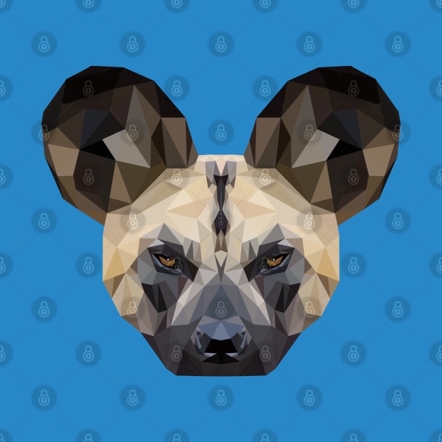 African Wild Dog Low Poly Art by TheLowPolyArtist