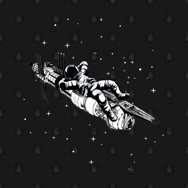 Astronaut Relaxing - Space Station - Black - Sci-Fi by Fenay-Designs