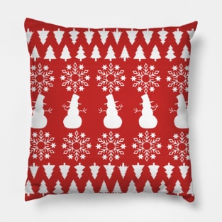 Christmas patterns with snow man and tree Pillow