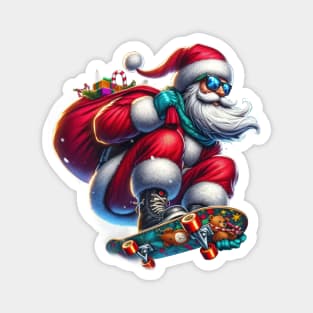 Skateboarder Santa Magnet