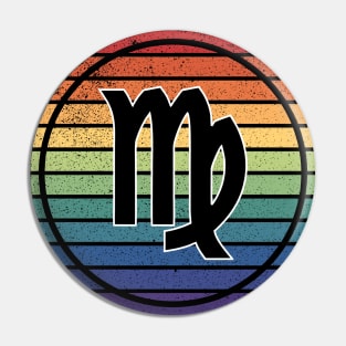 Vintage Distressed Rainbow Gay Pride Zodiac Virgo Pin