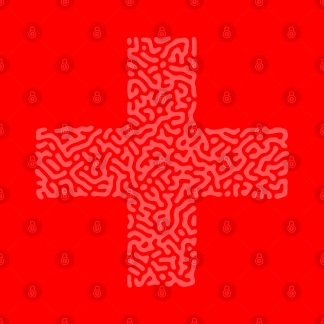 Red Cross Symbol in Abstract Fill Pattern Texture by FooVector