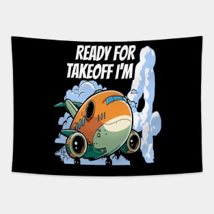 Ready for Takeoff I'm 4 - 4nd Birthday Boy Airplane Theme Tapestry