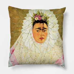 Frida Kahlo Exhibition Art Poster - "Diego on my mind" 1988 Pillow