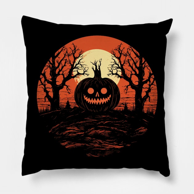 Spooky Halloween - Haunted Forest - Eerie Art - "Cursed Pumpkin Patch"" Pillow by The Dream Team