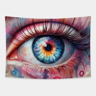 Psychedelic looking abstract illustration of an eye Tapestry