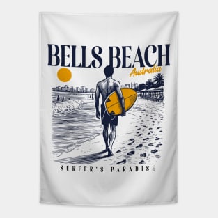 Vintage Surfing Bells Beach, Australia // Retro Surfer Sketch // Surfer's Paradise Tapestry