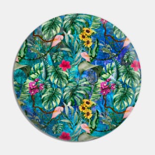 Cute tropical floral leaves botanical illustration, tropical plants,leaves and flowers, blue turquoise leaves pattern Over a Pin