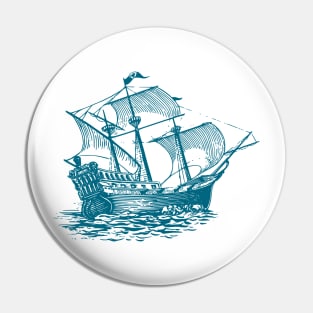 Wooden Sailing ship sketch Pin