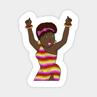 African American black woman disco funky dancing. Magnet